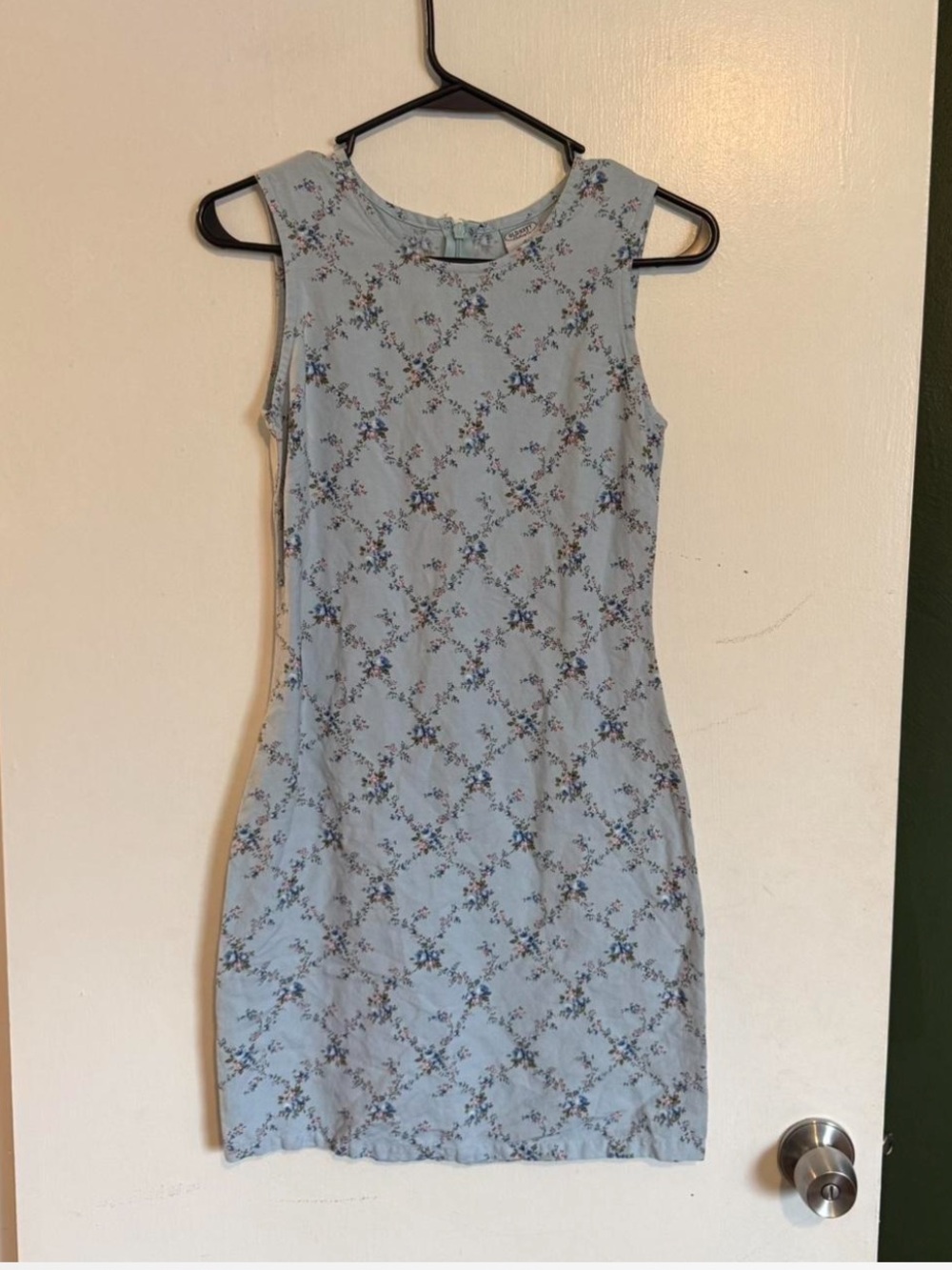 Vintage old navy blue micro floral linen blend mini dress 
size 4